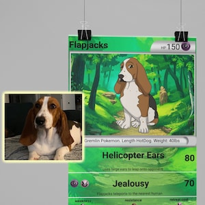 Poke Poster Portrait, niestandardowy portret zwierzaka ze zdjęcia, upamiętnienie zwierzaka, niestandardowy portret psa, niestandardowy portret kota, karta kolekcjonerska na pamiątkę zwierzaka