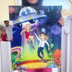 Rick acrílico dibujo personalizado de la foto, ideas de regalos de novio, regalos de padrinos de boda personalizados, retrato de mascota personalizado, regalos de abuela, arte Morty