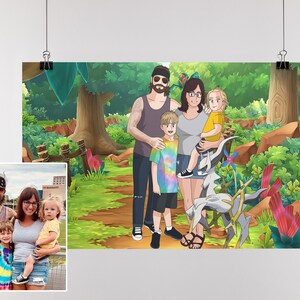Affiche de dessin animé Poke, dessin personnalisé à partir de la photo, idées de cadeaux pour petit ami, cadeaux de garçons d'honneur personnalisés, portrait d'animal de compagnie personnalisé, cadeaux de grand-mère