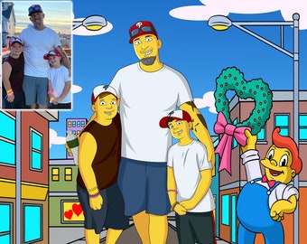 Yellow Couple Digital art, Customized Art, Large Family Portrait, Custom Drawing, Custom Art, Photo Illustration, Anime Portrait Drawing