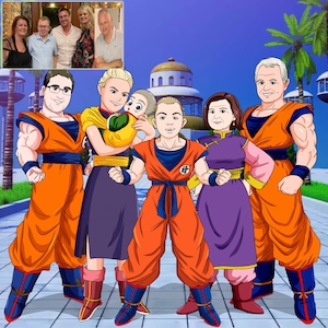 Retrato digital estilo dragón, regalos del 50 aniversario para padres, regalos de aniversario, regalos personalizados creativos, regalo de marido, DBZ Balls