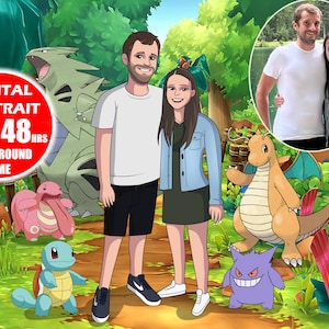 Art numérique Poke personnalisé, dessin personnalisé à partir d'une photo, idées cadeaux pour petit ami, cadeaux pour garçons d'honneur personnalisés, cadeaux pour grand-mère et animaux de compagnie