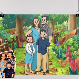 Poke cartoon poster, custom drawing from photo, boyfriend gift ideas, groomsmen gifts personalized, custom pet portrait, grandma gifts
