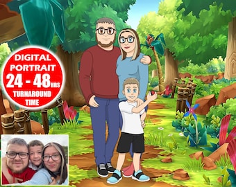 Poke cartoon digital art from photo, personalized gift for him, bridesmaid gifts wedding day, engagement gifts for couples, pet gift for him