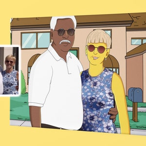 Yellow canvas portrait, personalized gifts for mom, custom cartoon, portrait from photo, soulmate drawing, husband gift, couples portrait