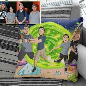 Almohada estilo Rick, regalos personalizados para mamá, dibujos animados personalizados, retrato de foto, dibujo de alma gemela, regalo de marido, retrato de parejas, Morty