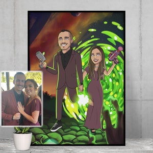 Rick Poster, individuelles Portrait, personalisierte Geschenke für sie, Geschenke für Eltern am Hochzeitstag, Geschenke zum Jahrestag, Lehrer Geschenke, Morty