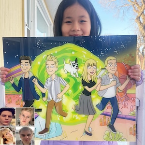 Rick acrylic personalized gifts for mom, custom cartoon, portrait from photo, soulmate drawing, husband gift, couples portrait, Morty art