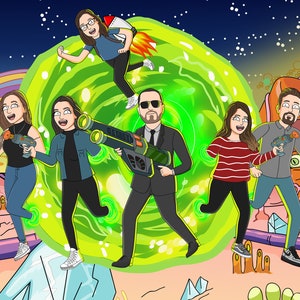Rick style, Family Portrait Digital Art, Custom Cartoon Drawing, Unique Gift Ideas, Gifts For Her and for Him, Couples Gifts, Christmas Gift