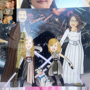 Star portrait acrylic, creative personalized gifts, house warming gift, painting from photo, family portrait, bridal shower gift, Wars art
