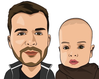 Custom cartoon portrait from your photo, personalized cartoon, photo to cartoon, cartoon style custom portrait caricature, turn into cartoon