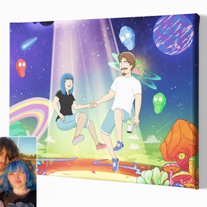 Rick canvas best friend gift, custom pet portrait, anime portrait, manga portrait, hand drawn portrait, customized gifts, cartoon Morty art