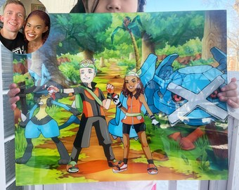 Poke art on acrylic, personalized gifts for mom, custom cartoon, portrait from photo, soulmate drawing, husband gift, couples portrait,