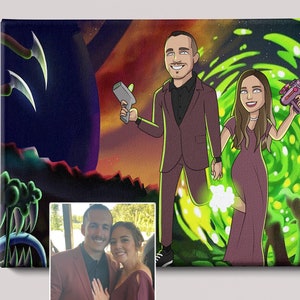 Rick canvas best friend gift, custom pet portrait, anime portrait, manga portrait, hand drawn portrait, custom gift, cartoon Morty art