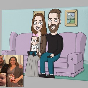 Family canvas cartoon from photo, personalized photo album, custom pet portrait, pet gift for him, painting from photo, soulmate drawing Guy