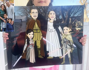 Star portrait acrylic, personalized photo album, bridesmaid gift, best gift for her, 50th wedding anniversary, portrait from photo, Wars art