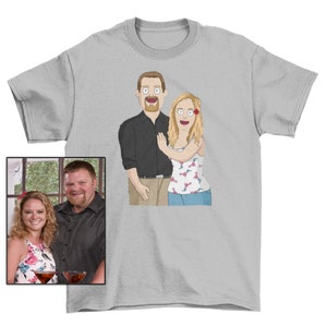 Bobs t-shirt personalized gifts for mom, custom cartoon, portrait from photo, soulmate drawing, husband gift, couples portrait, Burgers art