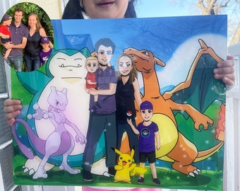 Poke portrait on acrylic, creative personalized gifts, house warming gift, painting from photo, family portrait, bridal shower gift