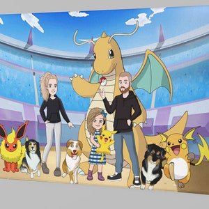 Poke canvas portrait, creative personalized gifts, house warming gift, painting from photo, family portrait, bridal shower gift