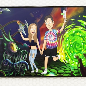Rick poster, personalized gifts for mom, custom cartoon, portrait from photo, soulmate drawing, husband gift, couples portrait, Morty art