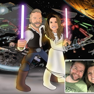 Star digital portrait, custom drawing from photo, boyfriend gift ideas, groomsmen gift personalized, custom pet portrait, grandma gift, Wars