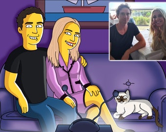 custom yellow cartoon family portrait digital image drawing, anime illustrations caricature from photos cartoon family portrait digital JPEG