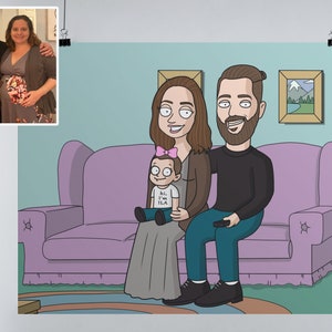 Family poster custom drawing from photo, bridesmaid gifts wedding day, 50th wedding anniversary gifts, groomsmen gifts personalized, Guy