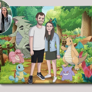 Poke Art auf Leinwand, personalisierte Geschenke für Mama, benutzerdefinierte Cartoon, Porträt vom Foto, Seelenverwandte Zeichnung, Ehemann Geschenk, Paare Porträt