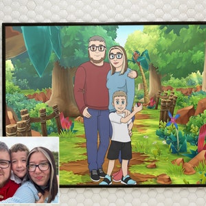 Poke cartoon poster, custom couples portrait, graduation gifts, 50th anniversary gifts for parents, custom family portrait illustration