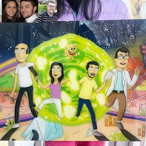 Rick acrylic cartoon portrait, creative personalized gifts, house warming gift, painting from photo, family portrait, bridal shower, Morty