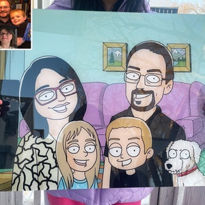 Family acrylic custom drawing from photo, bridesmaid gifts wedding day, 50th wedding anniversary gift, groomsmen gifts personalized, Guy art