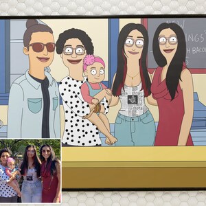 Bobs poster personalized gifts for mom, custom cartoon, portrait from photo, soulmate drawing, husband gift, couples portrait, Burgers art