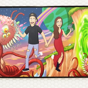 Rick Poster, benutzerdefinierte Porträt Illustration, Abschluss Geschenke, Geschenke für Eltern zum 50-jährigen Jubiläum, individuelle Familien Porträt Illustration, Totenkopf