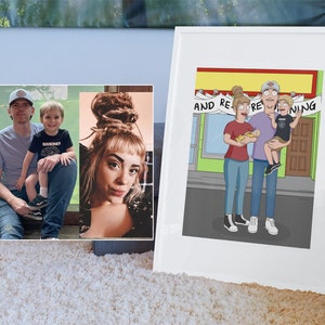 Bobs frame poster custom portrait, personalized gifts for her, gifts for parents on wedding day, one year anniversary gifts, Burgers