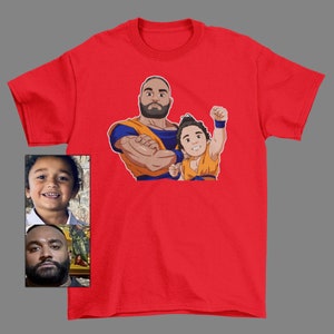 Custom dragon style family portrait T-shirt, personalized caricature tees, DBZ cartoon, cartoon shirts, custom anime manga shirts gifts