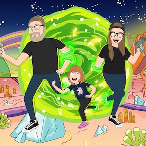 R & M Family Portrait Digital Art, Custom Cartoon Drawing, Unique Gift Ideas, Gifts For Her, For Him, Couples Gifts, Fathers, Christmas Gift