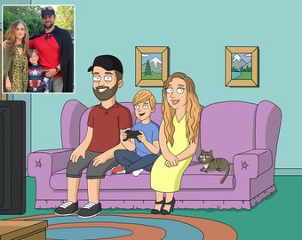 Family style Digital portrait, creative personalized gift, custom gift for mom, personalized gifts for her, personalized gifts for him, Guy