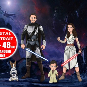 Stern digitales Porträt, personalisierte Geschenke für Mutter, benutzerdefinierte Cartoon, Foto zu Porträt, Seelenverwandte Zeichnung, Ehemann Geschenk, Paare Porträt, Wars