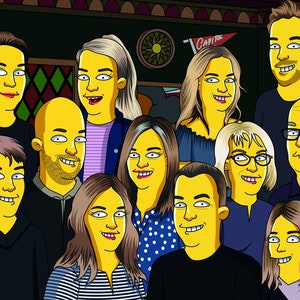 Custom Yellow Cartoon Digital Art, Cartoon Caricature Like The Famous Cartoon Family, Unique Gift Ideas, Gifts For Her, Him, Christmas Gifts