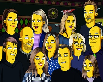 Custom Yellow Cartoon Digital Art, Cartoon Caricature Like The Famous Cartoon Family, Unique Gift Ideas, Gifts For Her, Him, Christmas Gifts