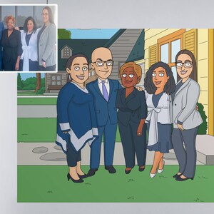 Family poster cartoon portrait from photo, custom family portrait illustration, custom couples portrait, pet portrait, animal portrait, Guy