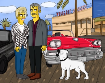 Custom Yellow Cartoon Digital Art, Cartoon Caricature Like The Famous Cartoon Family, Home Decor, Wall Art Prints, Christmas Gifts