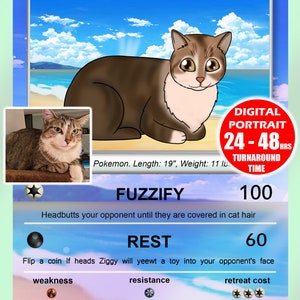 Carte à collectionner Poke Pets personnalisée Art numérique, Poke Pet personnalisé, Cadeaux Poke, Portraits de dessins animés, Portraits numériques d’animaux Poke, Portraits d’animaux de compagnie
