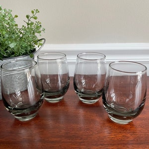 Vintage Libbey Tempo Smoke Gray 3.75&quot; Glasses Roly Poly Set of 4