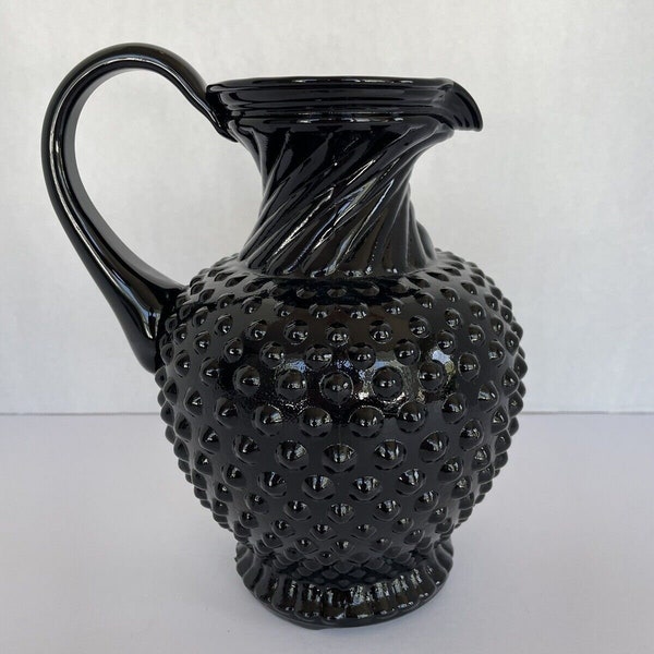 Vintage Tiara Ebony Black Hobnail Pitcher