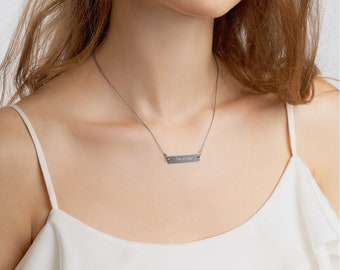 Clase de 2022 - Collar de cadena de barra de plata grabado