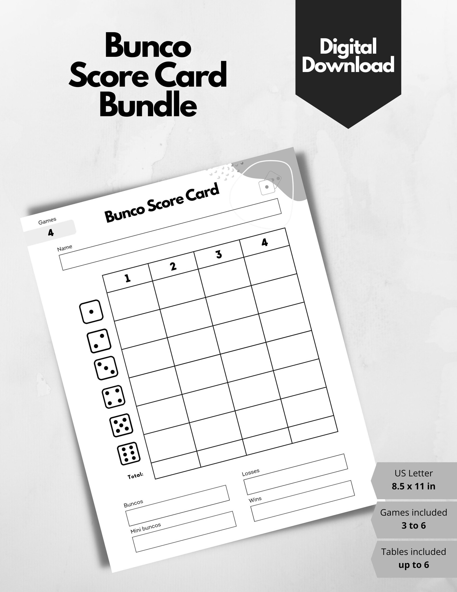 Bunco Score Card Bundle / Bunco Game / Table Tally Sheet / Bunco Tables ...