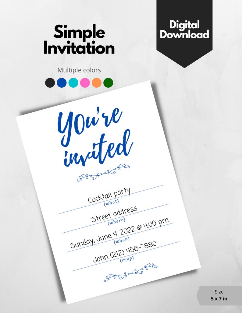 Simple Printable Blank Invitation Card for Your Event / Printable ...