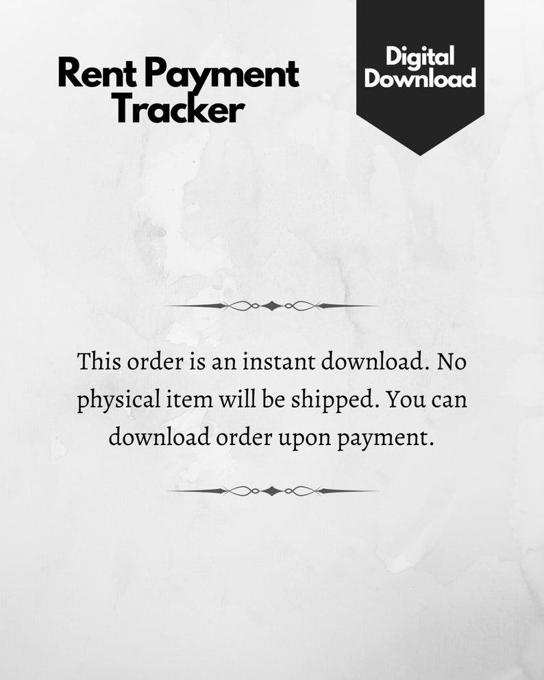 Rent Payment Tracker Printable / Rent Payment Tracker Template / Rental
