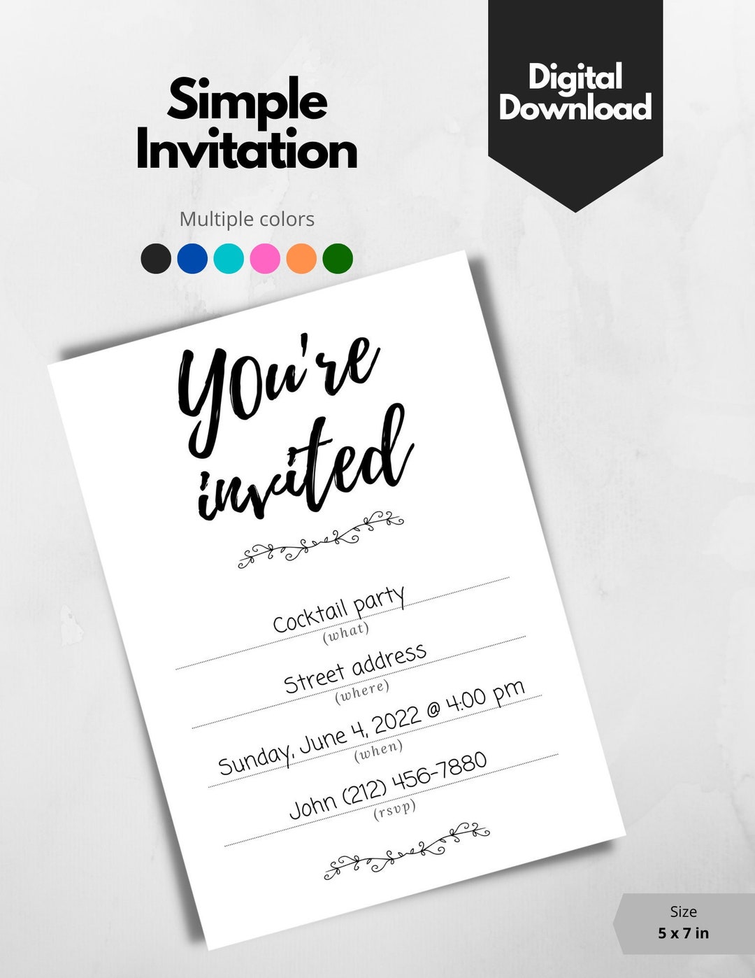 Simple Printable Blank Invitation Card for Your Event / Printable